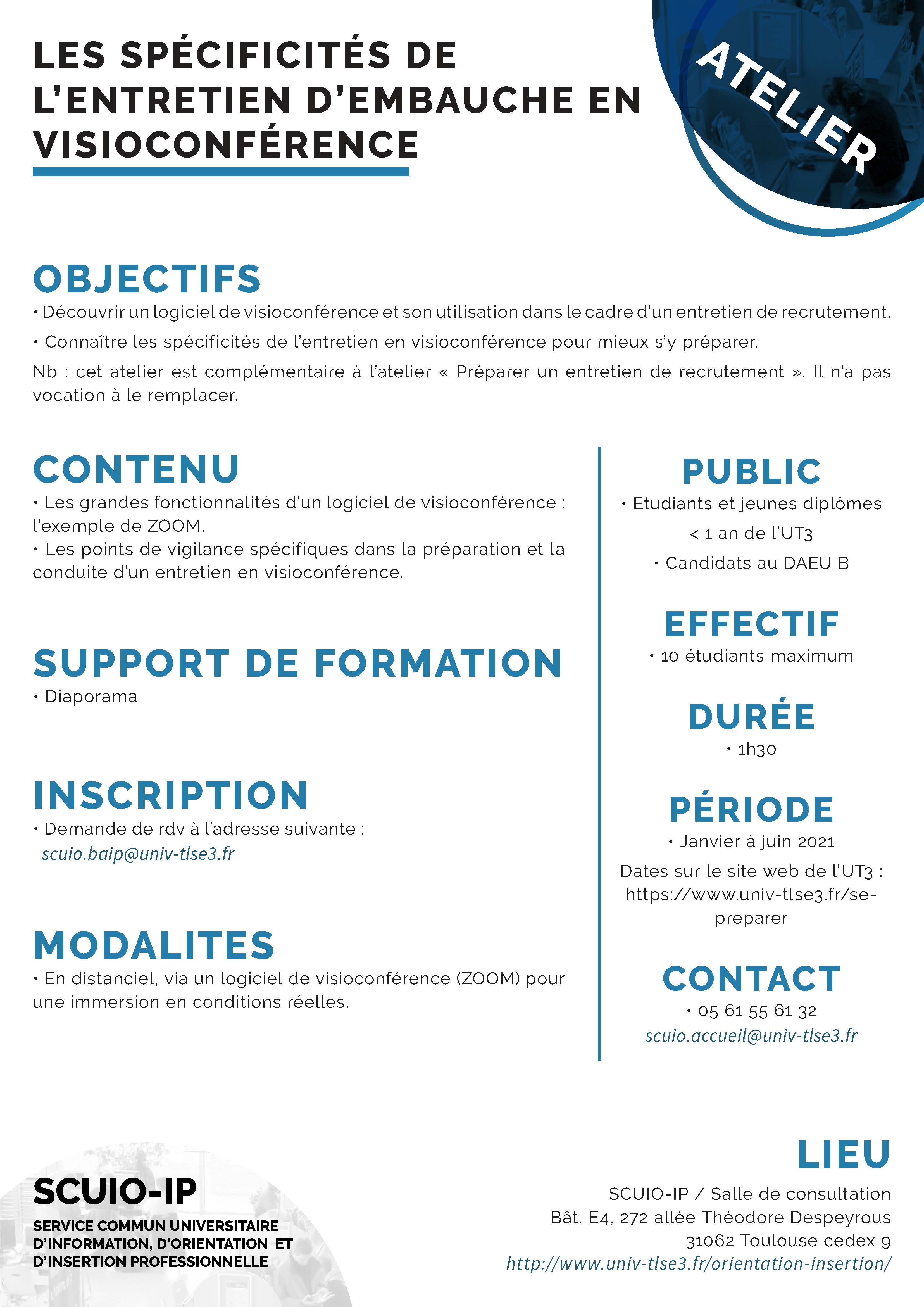 Les spécificités de l'entretien d'embauche en visioconférence - Fiche